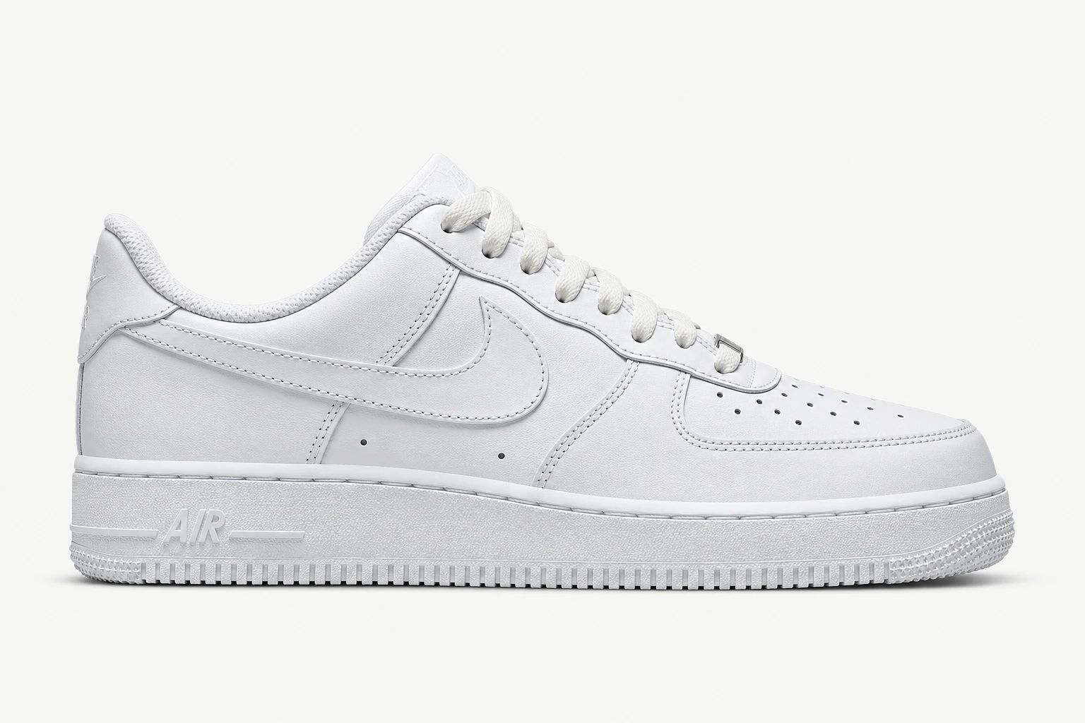 Nike Air Force 1 '07 in White / White, side view