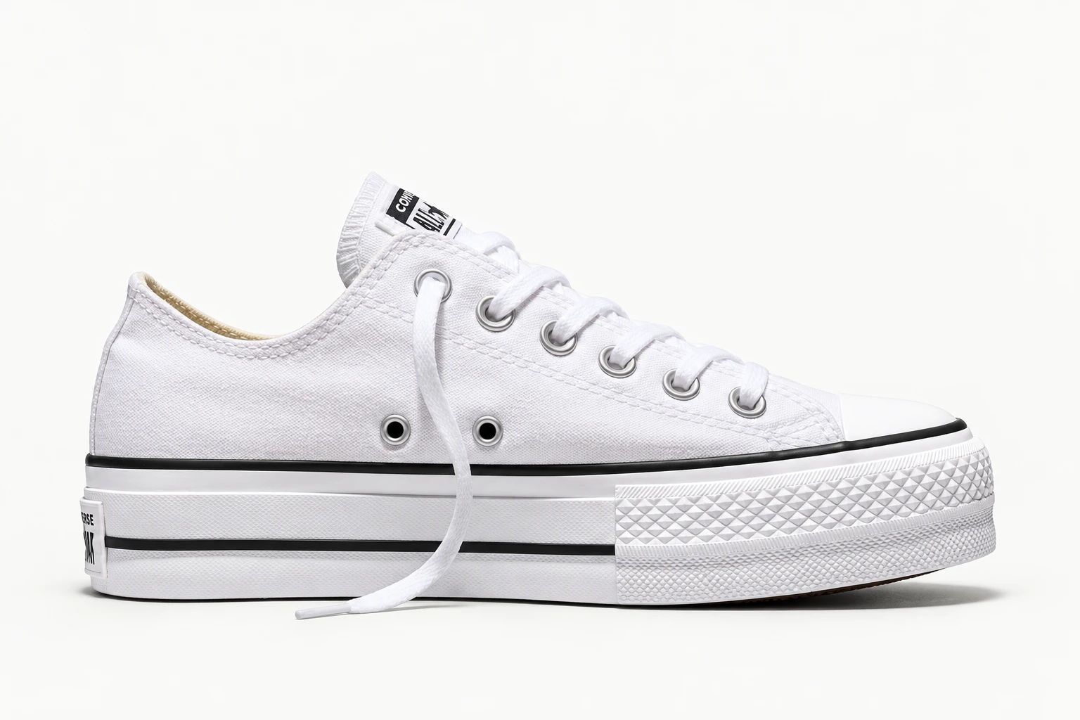 Converse Chuck Taylor All Star Lift Platform in White / Black / White, side view