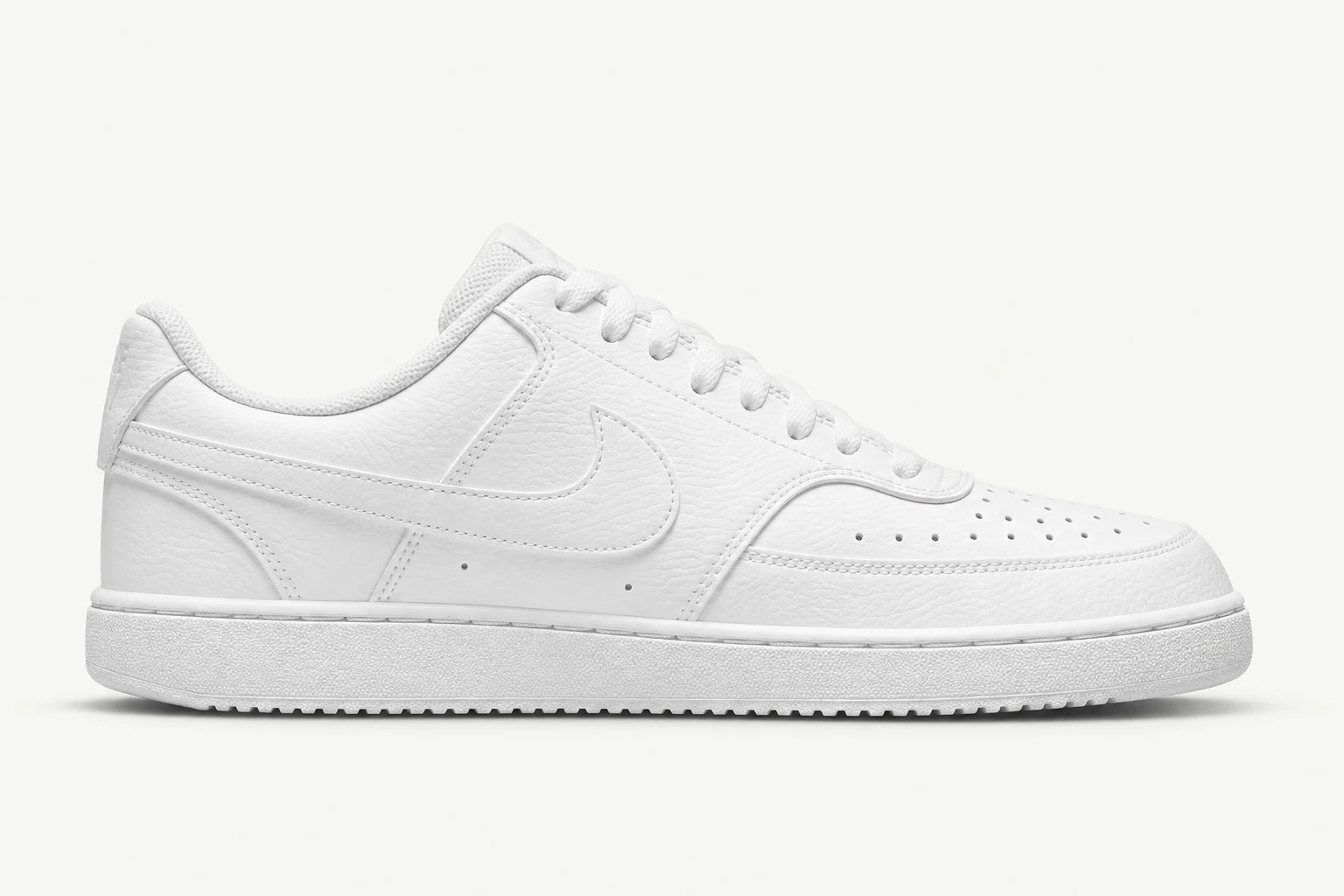 Nike Court Vision Low Next Nature in White / White / White, side view