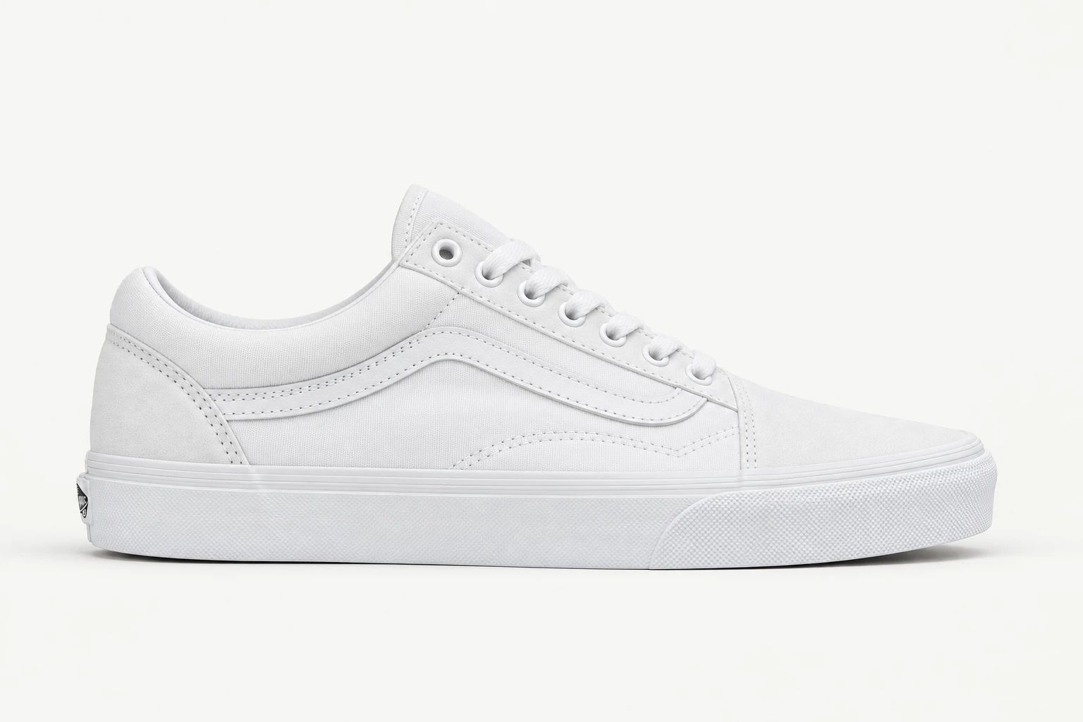 Vans Old Skool in True White, side view