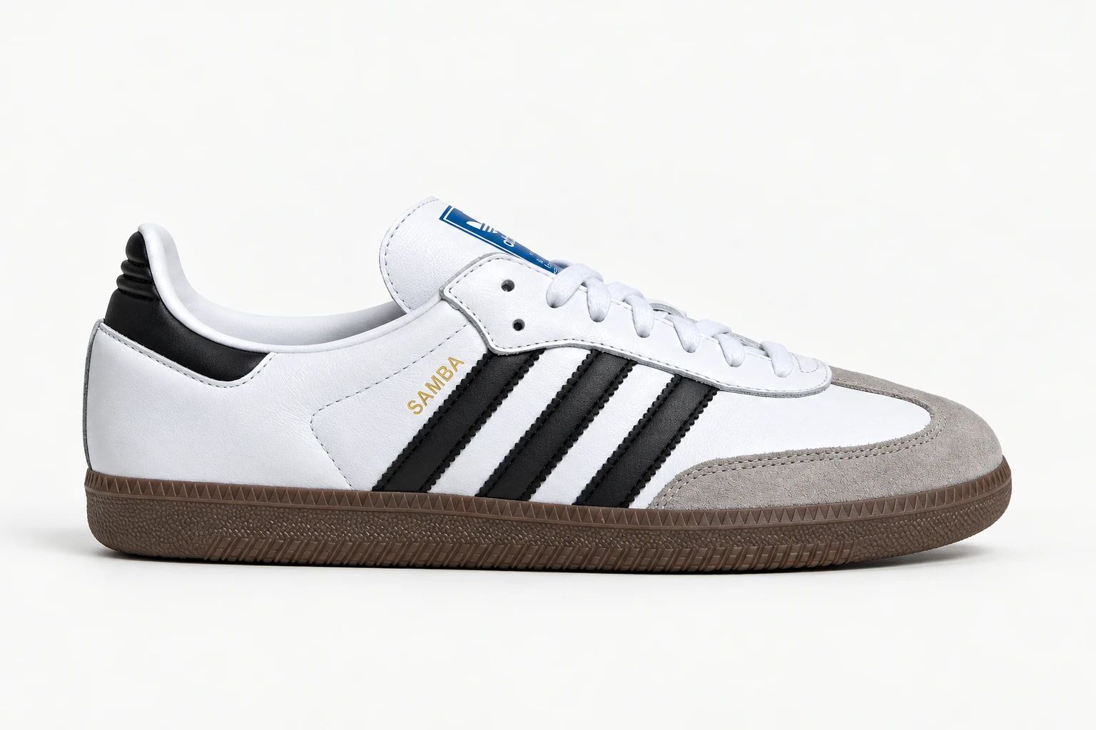 adidas Samba OG in Cloud White / Core Black / Gum, side view